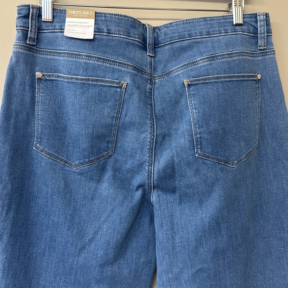 NWT | Chico’s Perfect Stretch Girlfriend Ankle Jeans |sz 2(US12)|Hampton Lt Wash - Picture 7 of 8